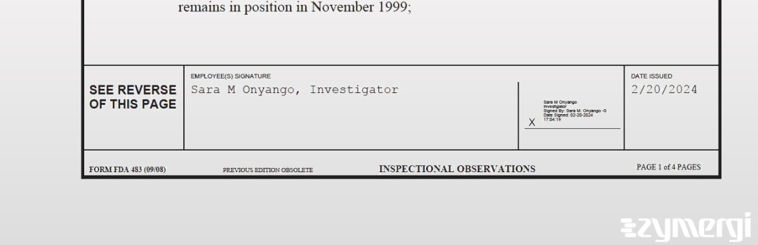 Sara M. Onyango FDA Investigator