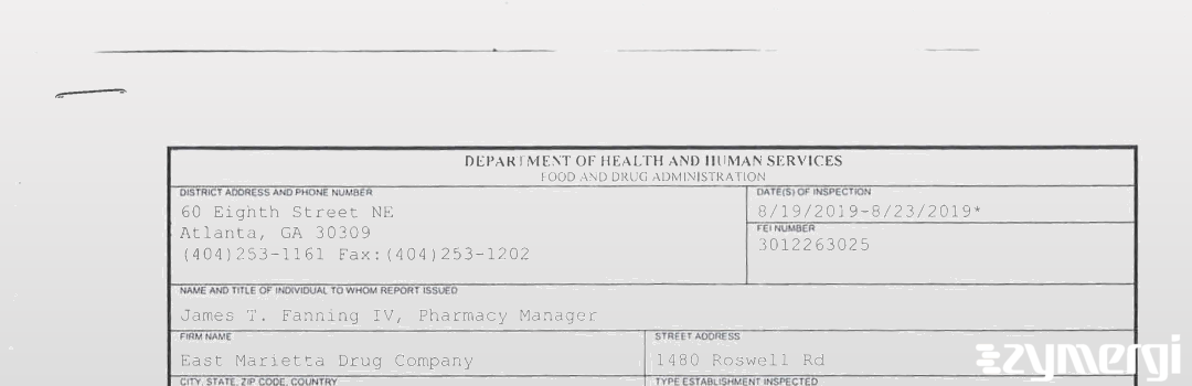 FDANews 483 East Marietta Drug Company Aug 23 2019 top