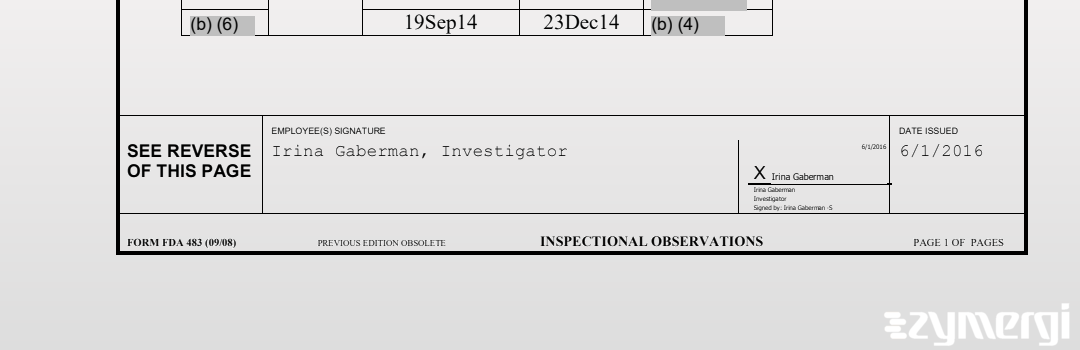 Irina Gaberman FDA Investigator