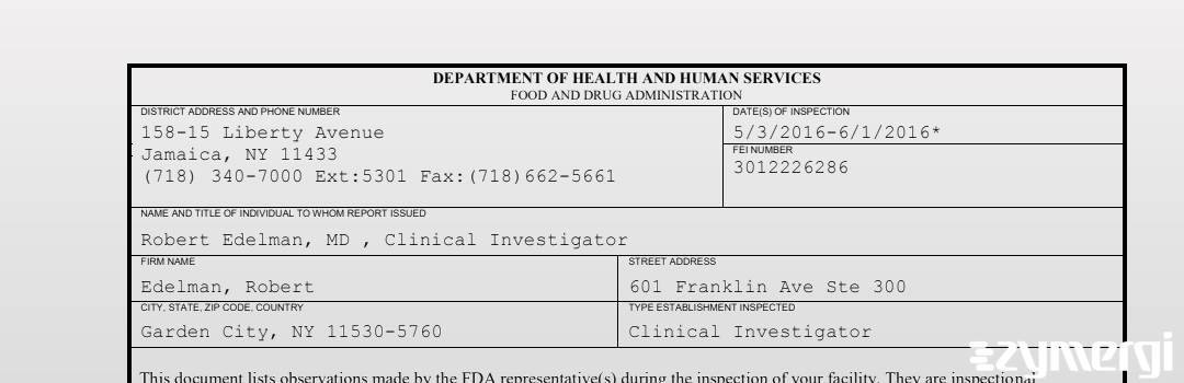 FDANews 483 Edelman, Robert Jun 1 2016 top