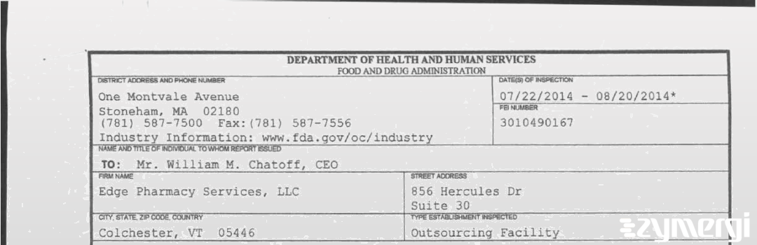 FDANews 483 Edge Pharma, LLC Aug 20 2014 top