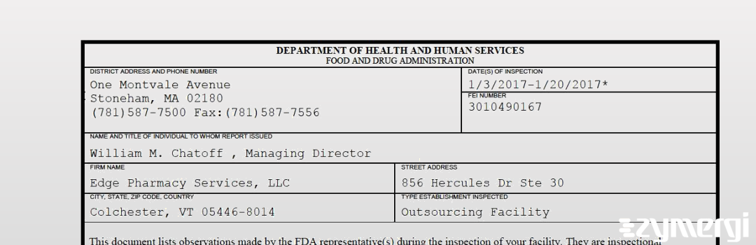 FDANews 483 Edge Pharmacy Services, LLC Jan 20 2017 top