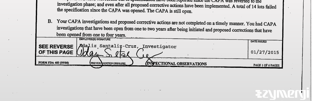 Adaliz Santaliz-Cruz FDA Investigator