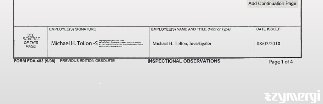 Michael H. Tollon FDA Investigator 