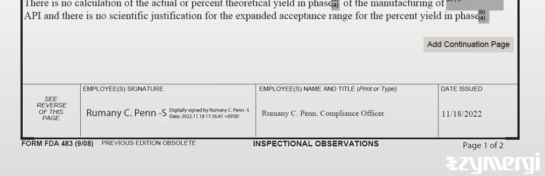 Rumany C. Penn FDA Investigator