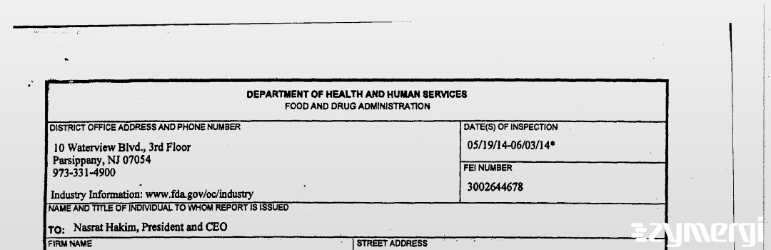 FDANews 483 Elite Laboratories Inc. Jun 3 2014 top