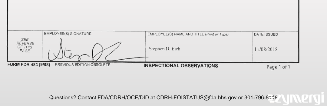 Stephen D. Eich FDA Investigator