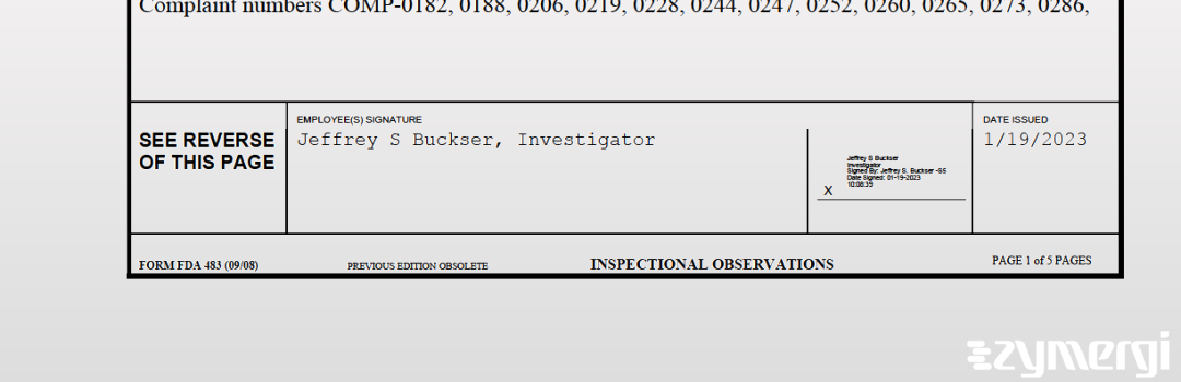 Jeffrey S. Buckser FDA Investigator 