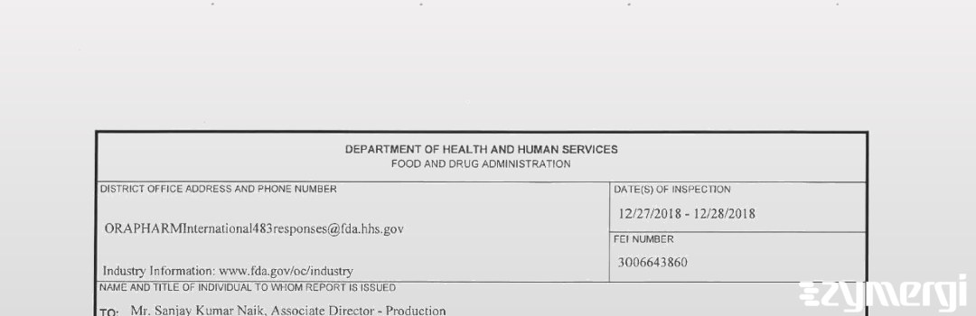 FDANews 483 Emcure Pharmaceuticals Limited Dec 28 2018 top