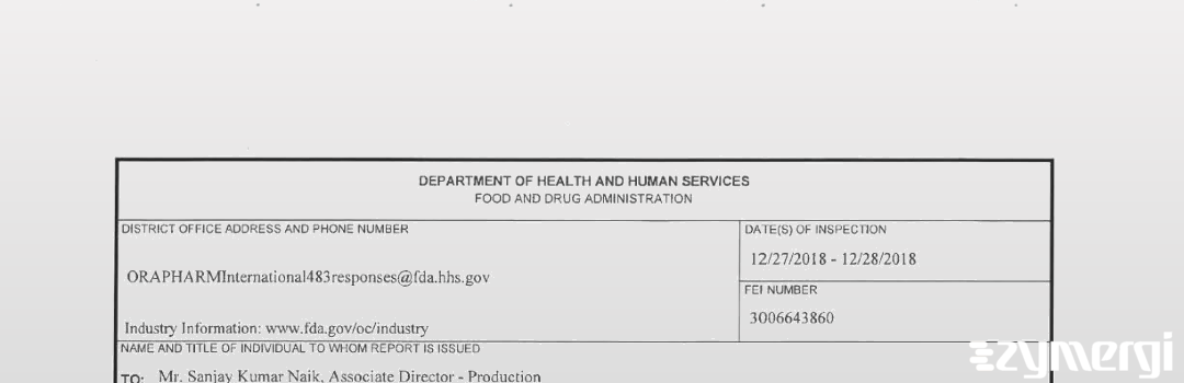 FDANews 483 Emcure Pharmaceuticals Limited Dec 28 2018 top
