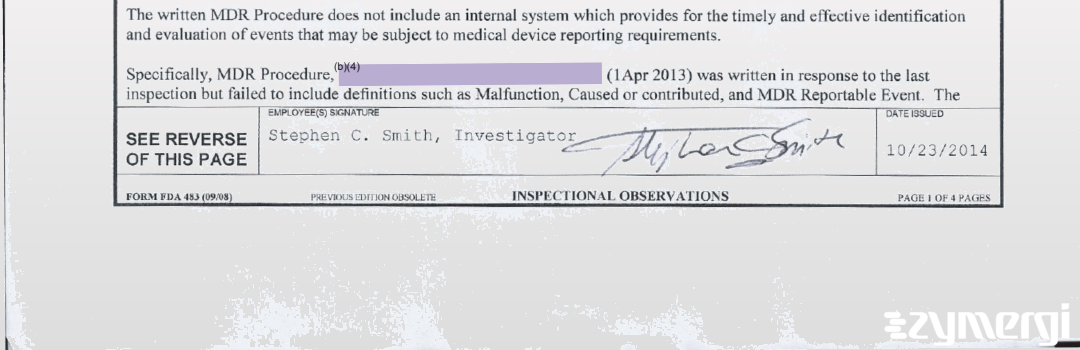 Stephen C. Smith FDA Investigator