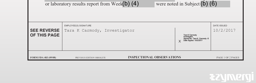 Tara K. Carmody FDA Investigator 