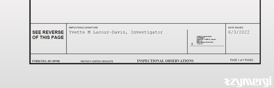 Yvette M. Lacour-Davis FDA Investigator