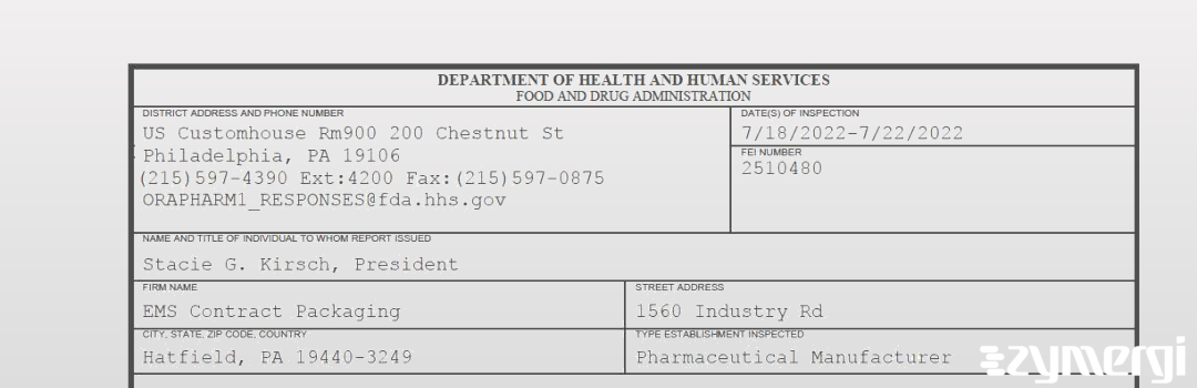 FDANews 483 EMS Contract Packaging Jul 22 2022 top