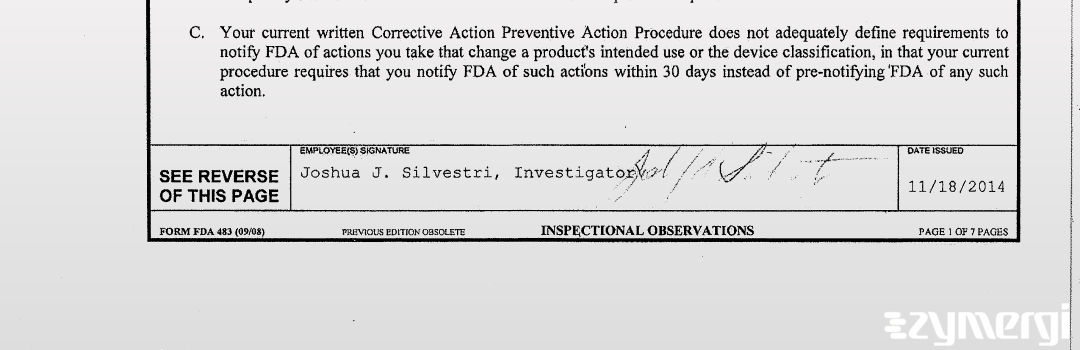 Joshua J. Silvestri FDA Investigator 
