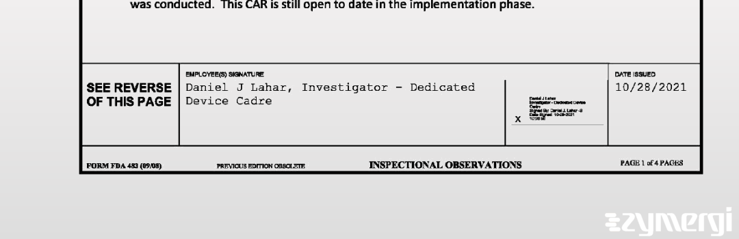 Daniel J. Lahar FDA Investigator
