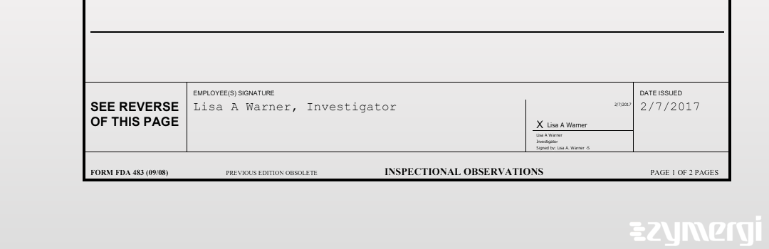 Lisa A. Warner FDA Investigator