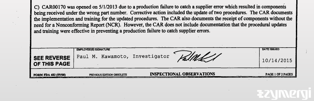 Paul M. Kawamoto FDA Investigator