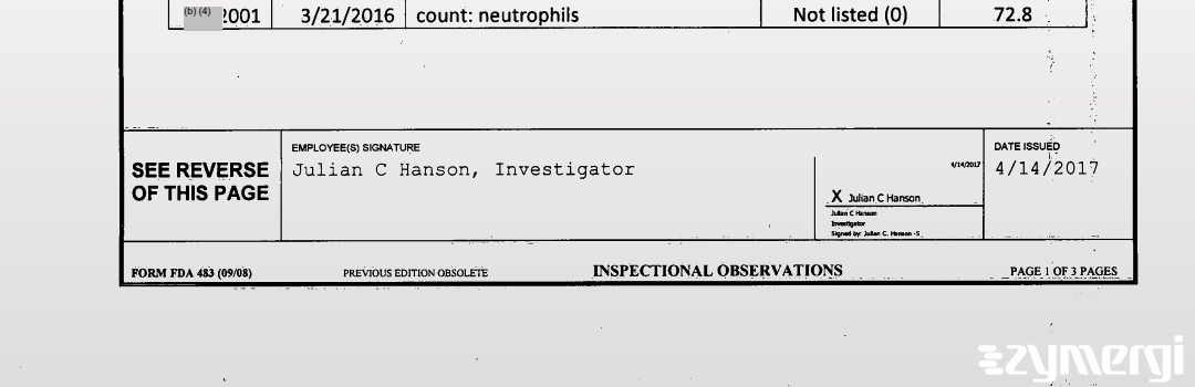 Julian C. Hanson FDA Investigator 