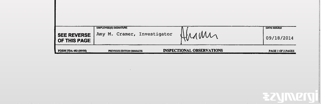 Amy M. Cramer FDA Investigator 