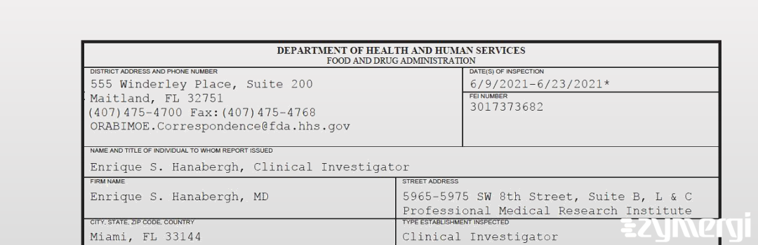 FDANews 483 Enrique S. Hanabergh, MD Jun 23 2021 top