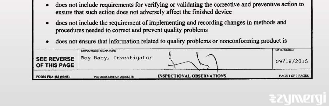 Roy Baby FDA Compliance Officer 