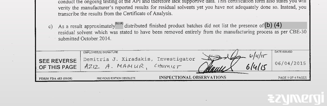 Demitria J. Xiradakis FDA Investigator 