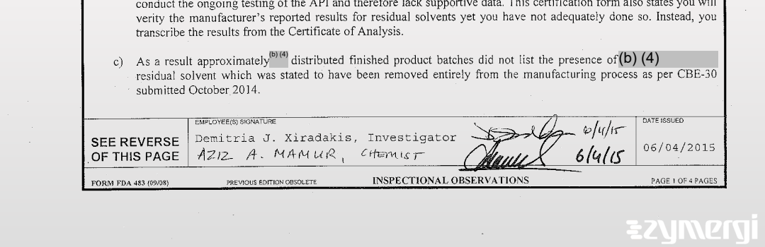 Demitria J. Xiradakis FDA Investigator