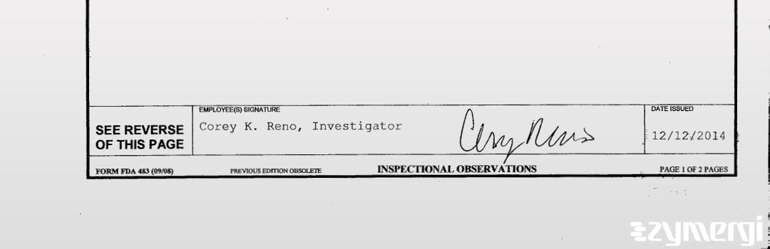 Corey K. Reno FDA Investigator 