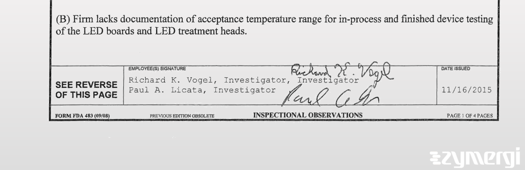 Paul A. Licata FDA Investigator Richard K. Vogel FDA Investigator 