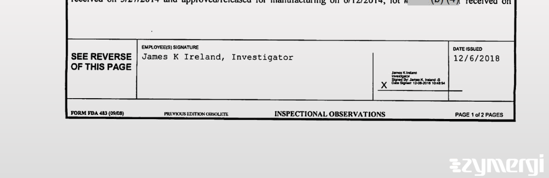 James K. Ireland FDA Investigator 