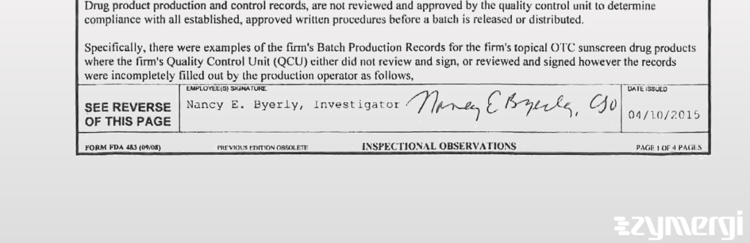 Nancy E. Byerly FDA Investigator