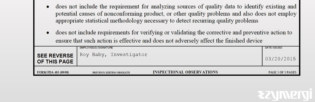 Roy Baby FDA Compliance Officer 