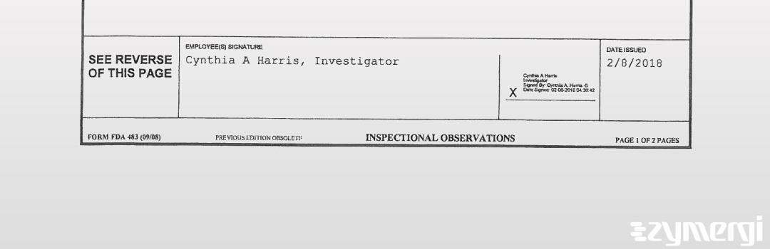 Cynthia A. Harris FDA Investigator 