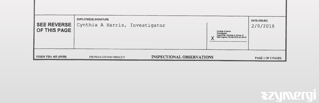 Cynthia A. Harris FDA Investigator