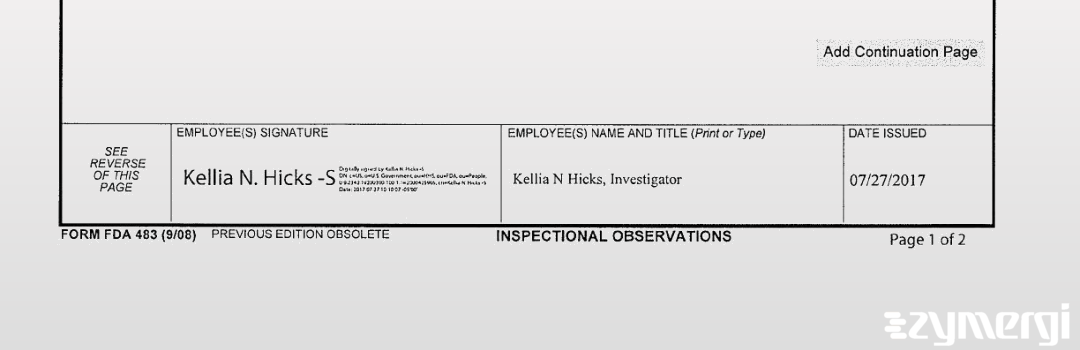 Kellia N. Hicks FDA Investigator 