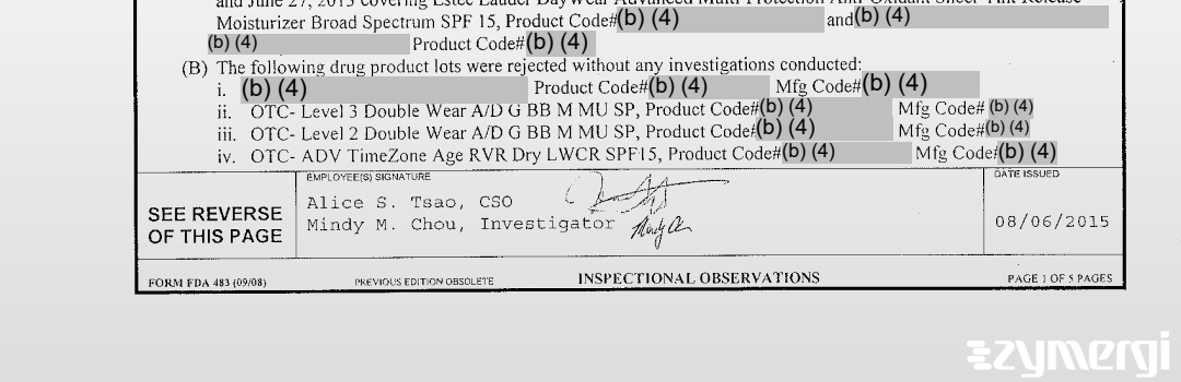 Mindy M. Chou FDA Investigator Alice S. Tsao FDA Investigator 