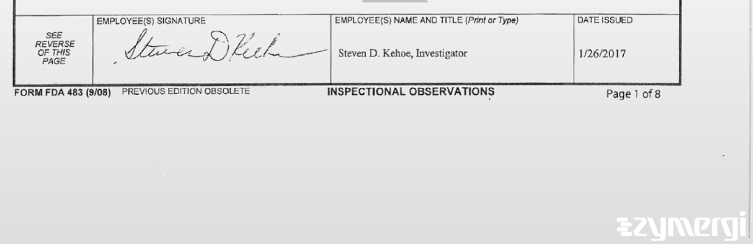 Steven D. Kehoe FDA Investigator