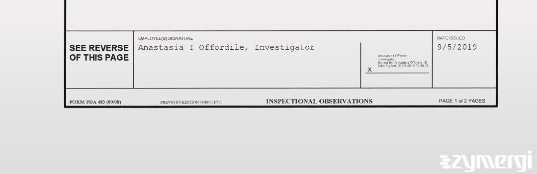 Anastasia I. Onuorah FDA Investigator Anastasia I. Offordile FDA Investigator 