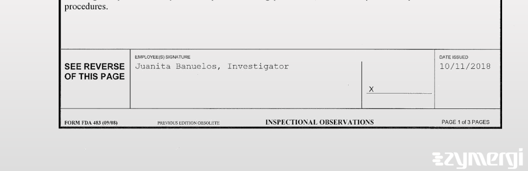 Kevin N. Tran FDA Investigator Juanita Banuelos FDA Investigator 