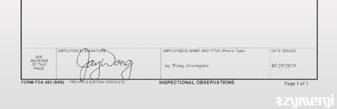 Jay T. Wong FDA Investigator 