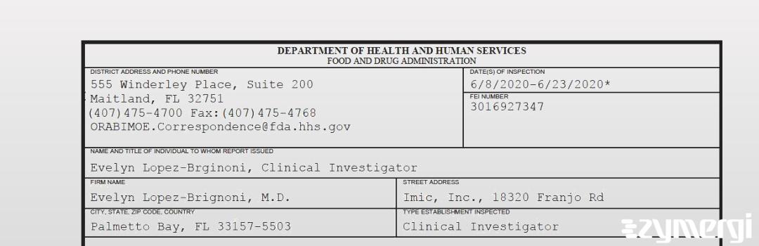 FDANews 483 Evelyn Lopez-Brignoni, M.D. Jun 23 2020 top