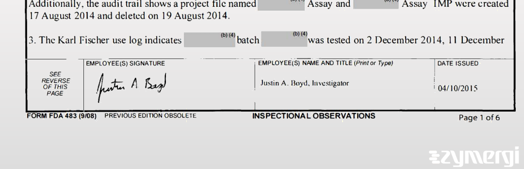 Justin A. Boyd FDA Investigator 