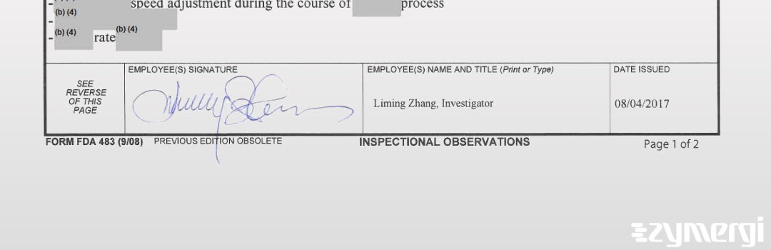 Liming Zhang FDA Investigator 