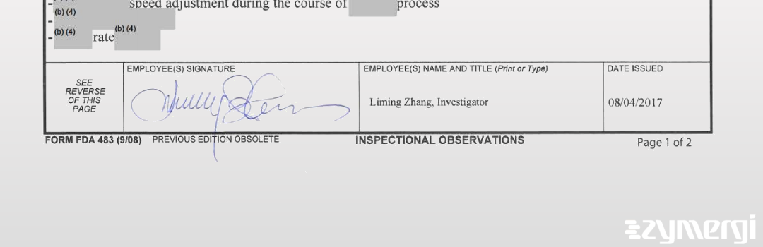 Liming Zhang FDA Investigator