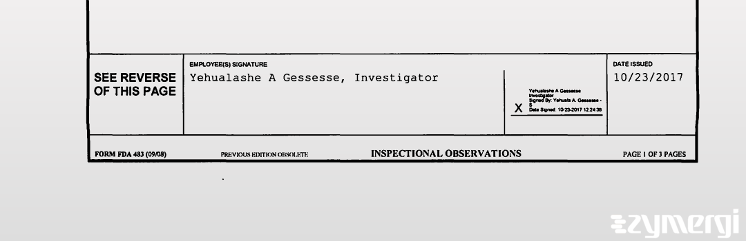 Yehualashet A. Gessesse FDA Investigator Yehualashe A. Gessesse FDA Investigator 