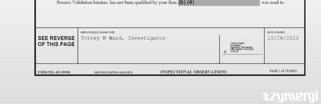 Torrey M. Ward FDA Investigator