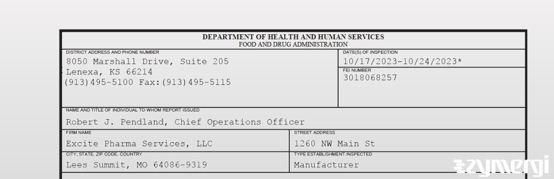 FDANews 483 Excite Pharma Services LLC Oct 24 2023 top