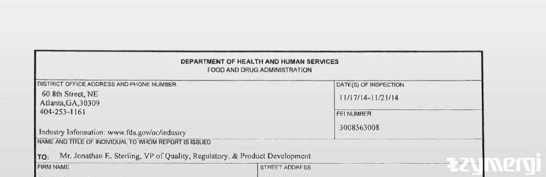 FDANews 483 Exela Pharma Sciences Nov 21 2014 top