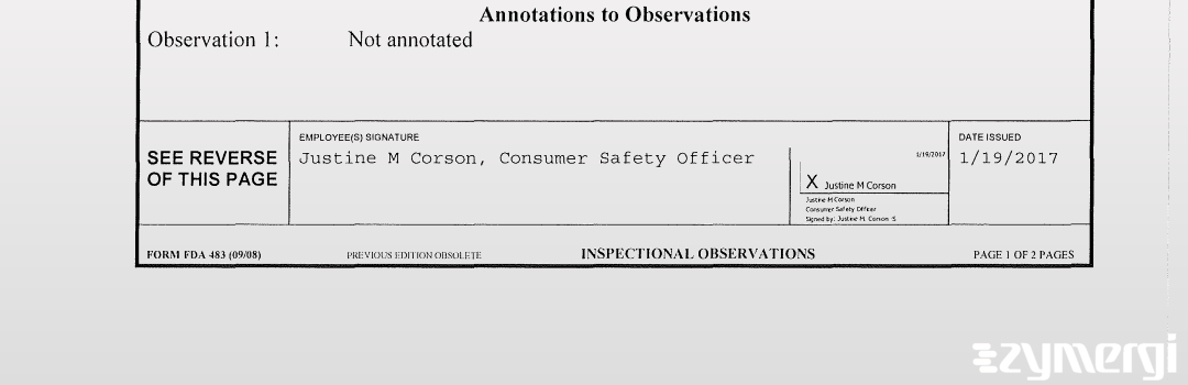 Justine M. Corson FDA Consumer Safety Officer 